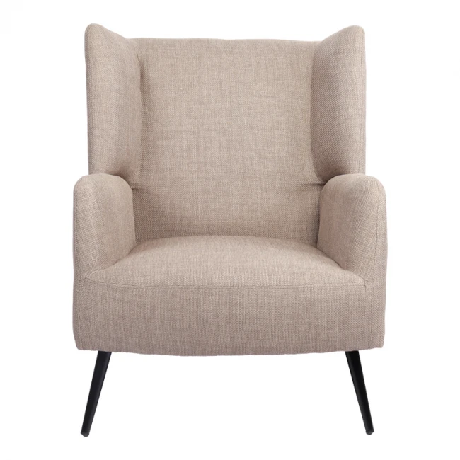 Armchair Mareta pakoworld grey-beige fabric and legs in black color 83x80x99cm