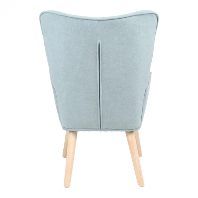 Armchair with footstool Melisia pakoworld mint green fabric -natural color wooden leg 59x67x94cm