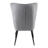 Armchair with footstool Siella pakoworld grey velvet-black metal leg 59x67x94cm