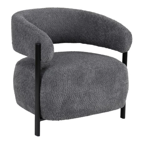Melita armchair pakoworld grey boucle with black metal leg 68.5x65x69cm