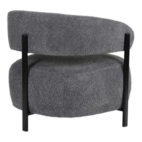 Melita armchair pakoworld grey boucle with black metal leg 68.5x65x69cm