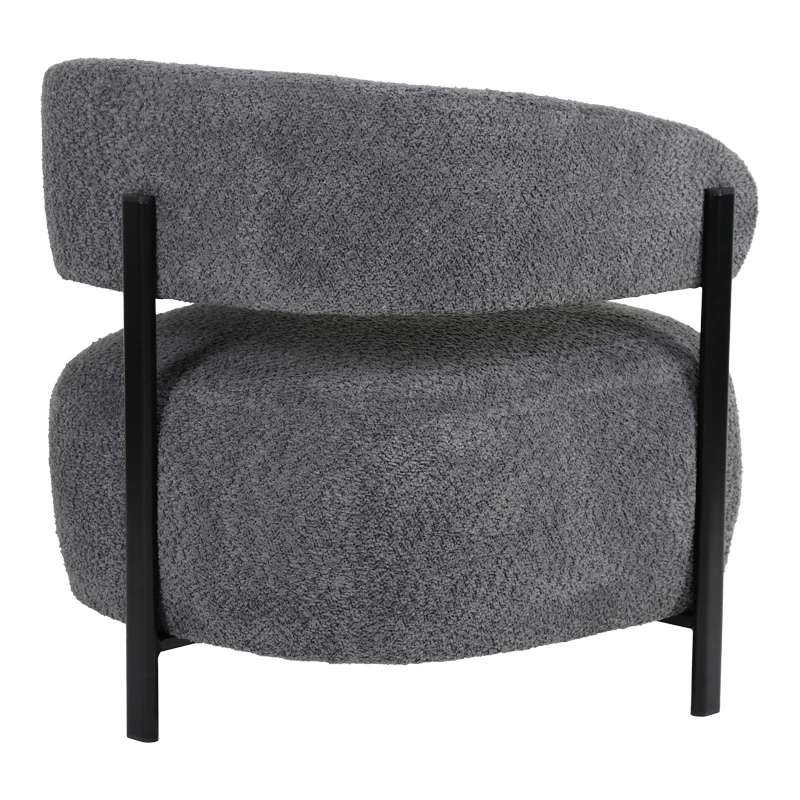 Melita armchair pakoworld grey boucle with black metal leg 68.5x65x69cm