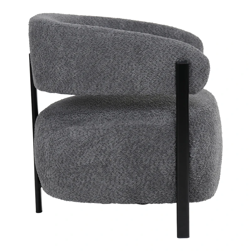 Melita armchair pakoworld grey boucle with black metal leg 68.5x65x69cm