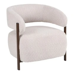 Melita armchair pakoworld beige boucle with brown metal leg 68.5x65x69cm