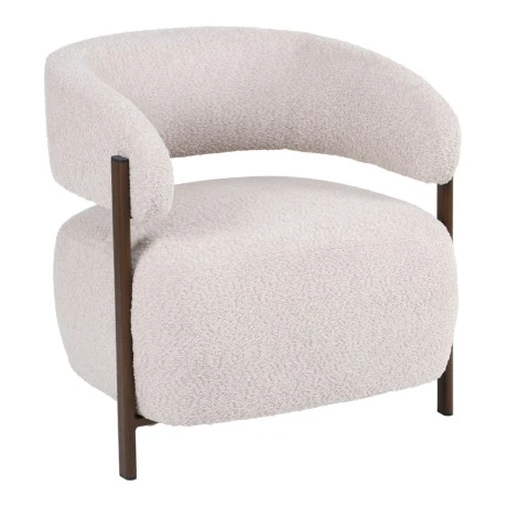 Melita armchair pakoworld beige boucle with brown metal leg 68.5x65x69cm