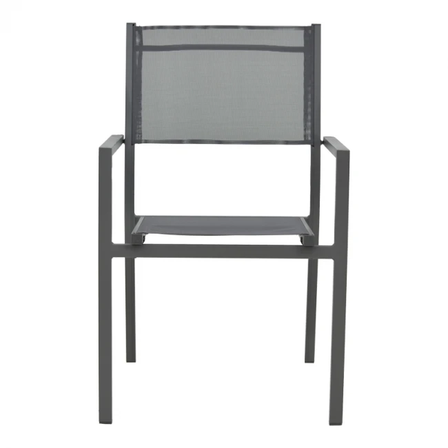 Πολυθρόνα Moly pakoworld  ανθρακί αλουμίνιο-textilene 61x56.5x87.5εκ