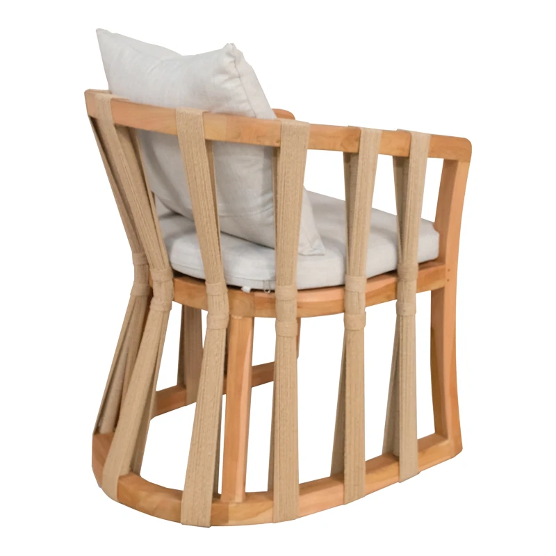 Armchair Morani pakoworld teak wood skeleton and fabric in natural shade 61x66x75cm