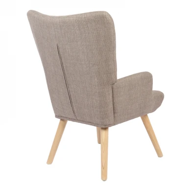 Armchair Gerlina pakoworld grey-beige fabric and legs in natural color 71x64x94cm