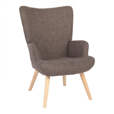 Armchair Gerlina pakoworld brown fabric and legs in natural color 71x64x94cm