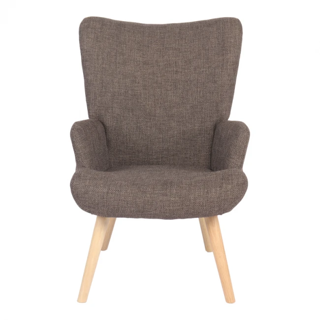 Πολυθρόνα-μπερζέρα Gerlina pakoworld καφέ ύφασμα με πόδι σε φυσική απόχρωση 71x64x94εκ