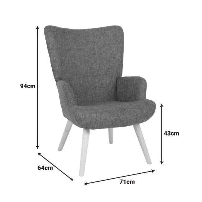 Πολυθρόνα-μπερζέρα Gerlina pakoworld καφέ ύφασμα με πόδι σε φυσική απόχρωση 71x64x94εκ