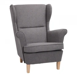 Πολυθρόνα - μπερζέρα Malei pakoworld ύφασμα σε γκρι απόχρωση-ξύλινα πόδια 85x93x100εκ