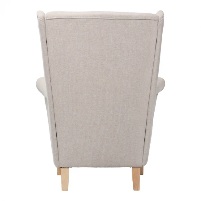 Πολυθρόνα - μπερζέρα Malei pakoworld ύφασμα σε κρεμ απόχρωση-ξύλινα πόδια  85x93x100εκ