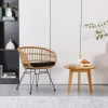 Naoki pakoworld armchair with cushion pe rattan in natural shade and black metal legs 63x61x79cm
