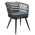 Naoki pakoworld armchair metal black-pe gray-cushion blackwhite