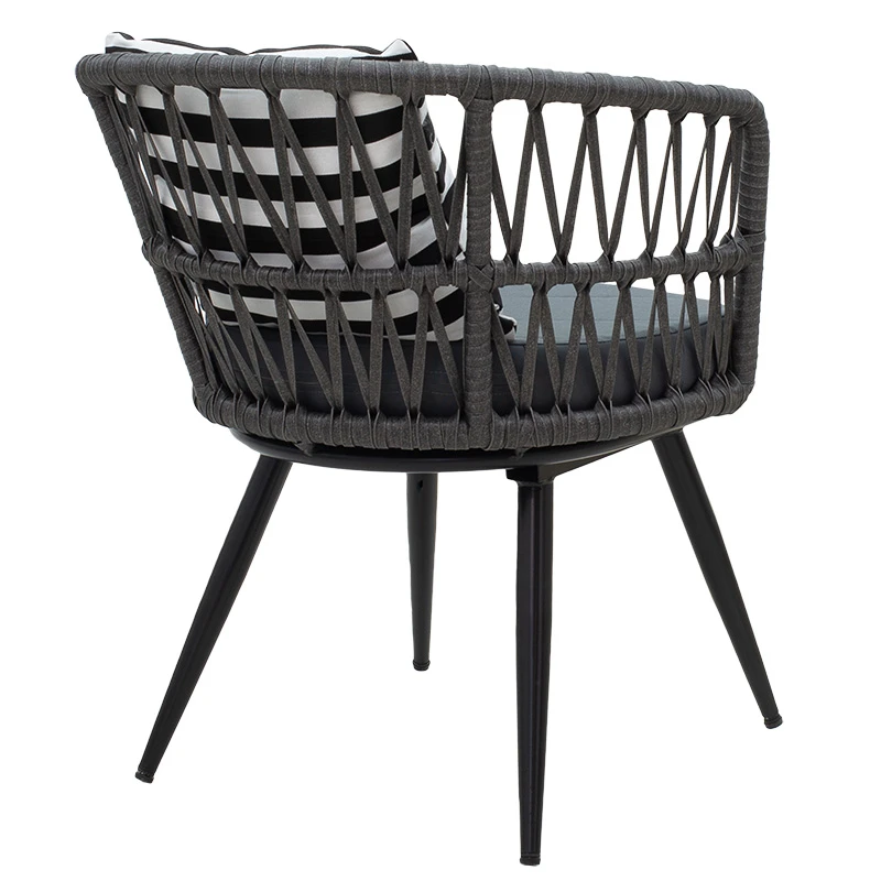 Naoki pakoworld armchair metal black-pe gray-cushion blackwhite