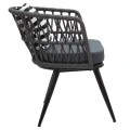 Naoki pakoworld armchair metal black-pe gray-cushion blackwhite