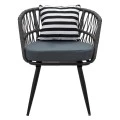 Naoki pakoworld armchair metal black-pe gray-cushion blackwhite