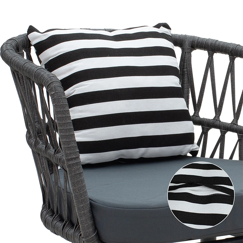 Naoki pakoworld armchair metal black-pe gray-cushion blackwhite