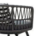 Naoki pakoworld armchair metal black-pe gray-cushion blackwhite