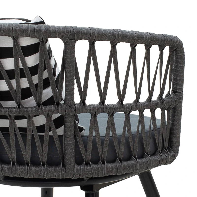 Naoki pakoworld armchair metal black-pe gray-cushion blackwhite