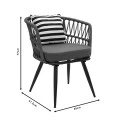 Naoki pakoworld armchair metal black-pe gray-cushion blackwhite