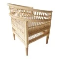 Armchair Necorian pakoworld teak wood and pe rattan in natural color and white pillow 80x70x87cm