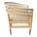 Armchair Necorian pakoworld teak wood and pe rattan in natural color and white pillow 80x70x87cm