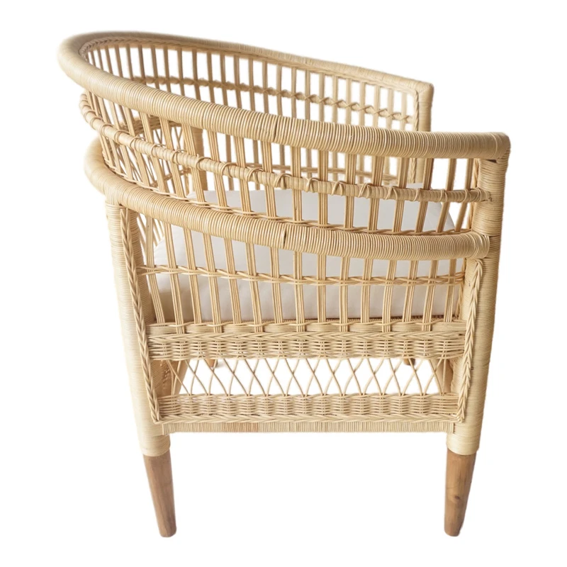 Armchair Necorian pakoworld teak wood and pe rattan in natural color and white pillow 80x70x87cm