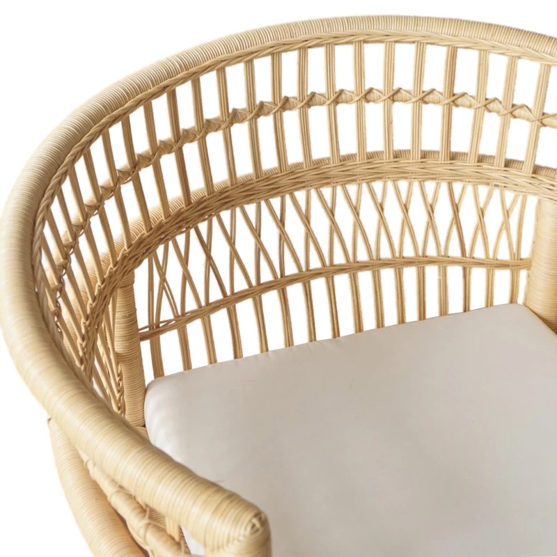 Armchair Necorian pakoworld teak wood and pe rattan in natural color and white pillow 80x70x87cm