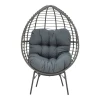 Armchair Nestie pakoworld wicker rattan grey-metal grey legs-grey cushion 102x80x155cm