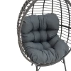 Armchair Nestie pakoworld wicker rattan grey-metal grey legs-grey cushion 102x80x155cm