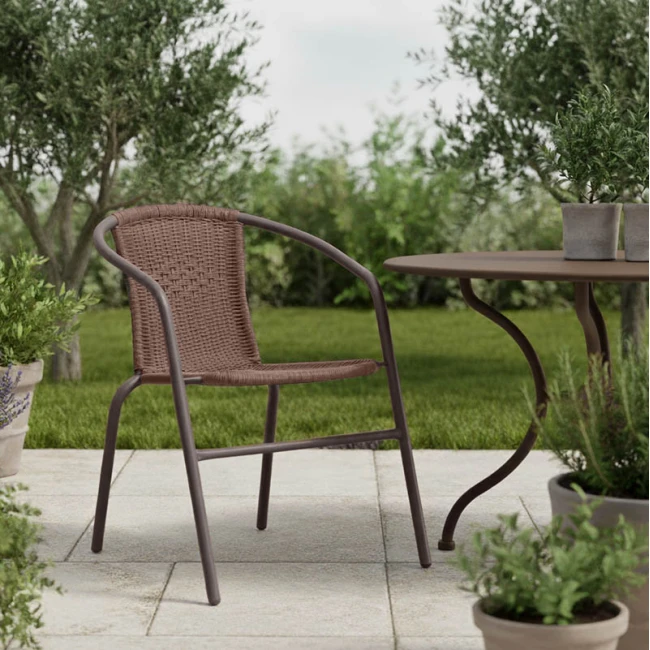 Πολυθρόνα Obbi pakoworld μέταλλο-pe καφέ 53x59x72εκ