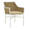 Πολυθρόνα Ortegia pakoworld  αλουμίνιο με λευκό σκελετό- χακί σχοινί 57x62x82εκ