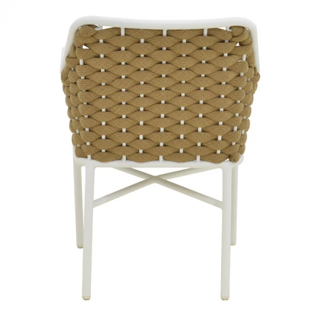 Πολυθρόνα Ortegia pakoworld  αλουμίνιο με λευκό σκελετό- χακί σχοινί 57x62x82εκ