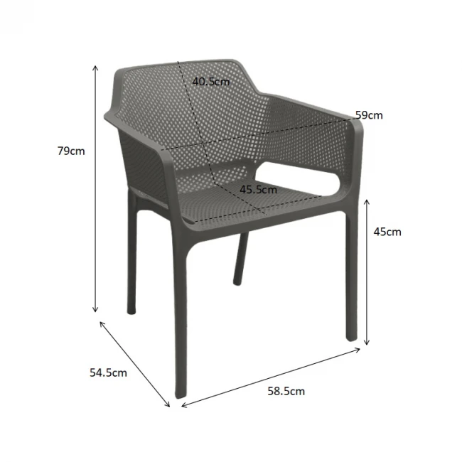 Oviez pakoworld pp armchair in anthracite shade 59x58x79cm