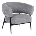 Armchair Penfel pakoworld grey fabric with black metal leg 82x71x73cm