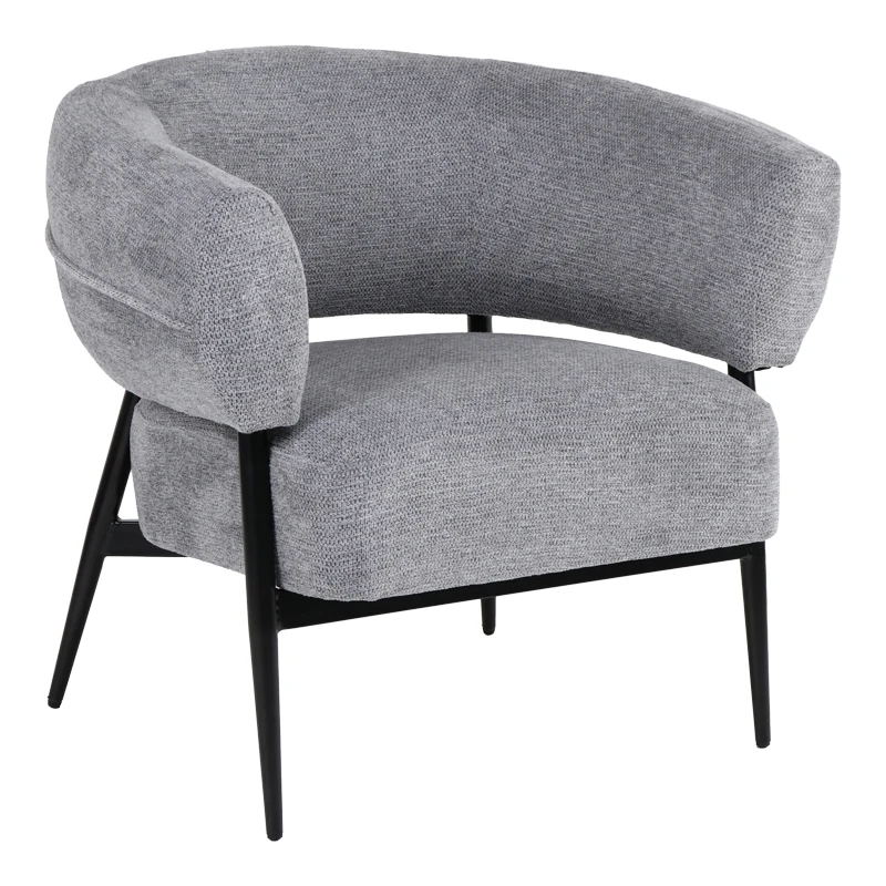 Armchair Penfel pakoworld grey fabric with black metal leg 82x71x73cm
