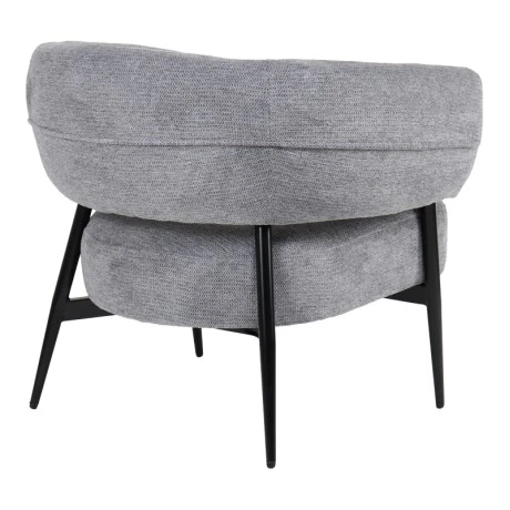 Armchair Penfel pakoworld grey fabric with black metal leg 82x71x73cm