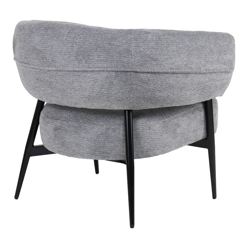 Armchair Penfel pakoworld grey fabric with black metal leg 82x71x73cm