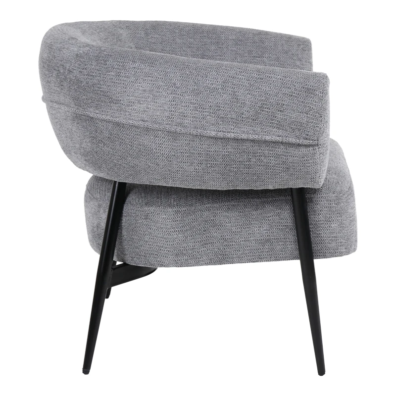 Armchair Penfel pakoworld grey fabric with black metal leg 82x71x73cm