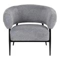Armchair Penfel pakoworld grey fabric with black metal leg 82x71x73cm