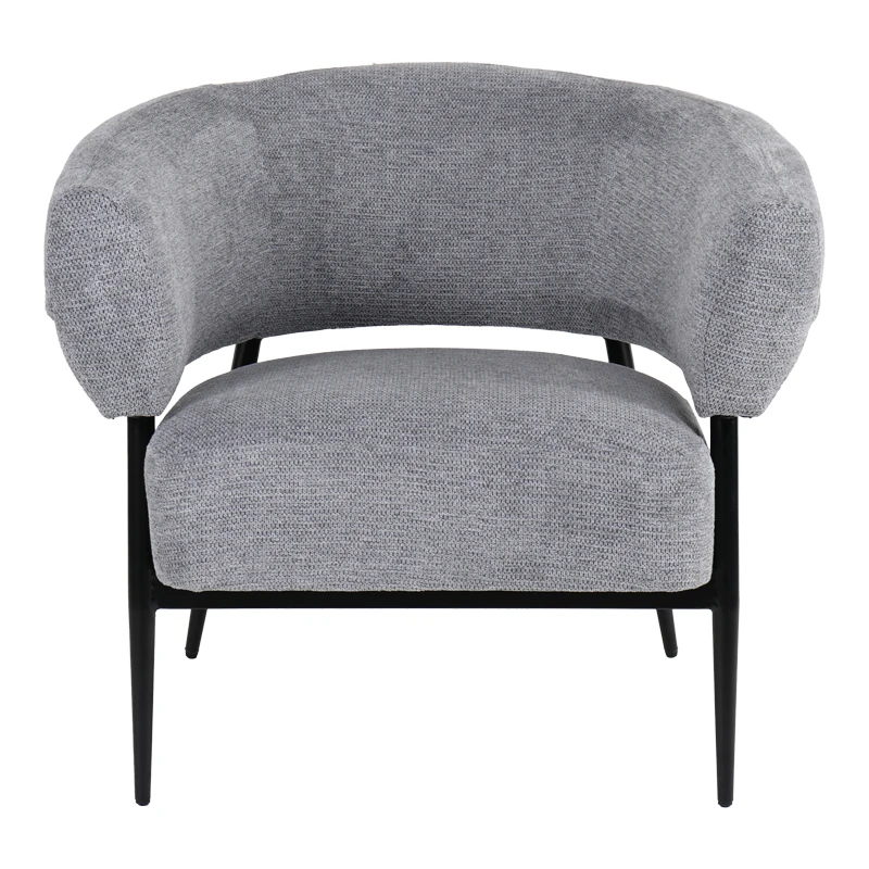 Armchair Penfel pakoworld grey fabric with black metal leg 82x71x73cm