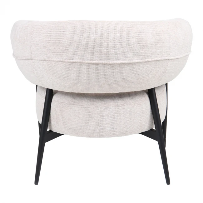 Armchair Penfel pakoworld cream fabric and black metal legs 85x72x73cm