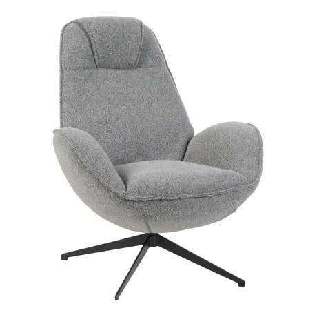 Armchair rotating Flago pakoworld boucle fabric anthracite 85x88x103.5cm