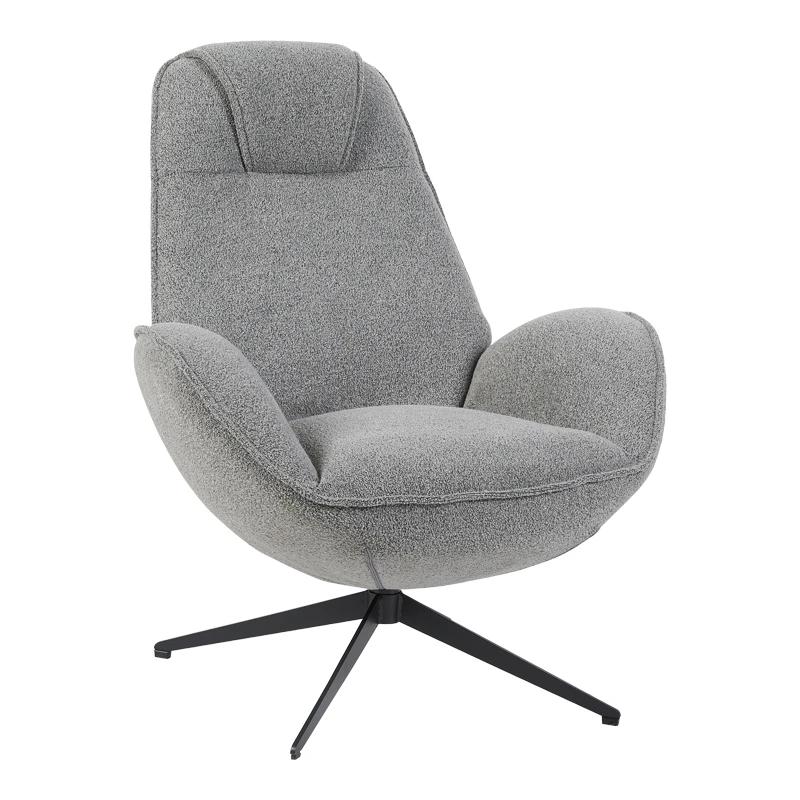 Armchair rotating Flago pakoworld boucle fabric anthracite 85x88x103.5cm