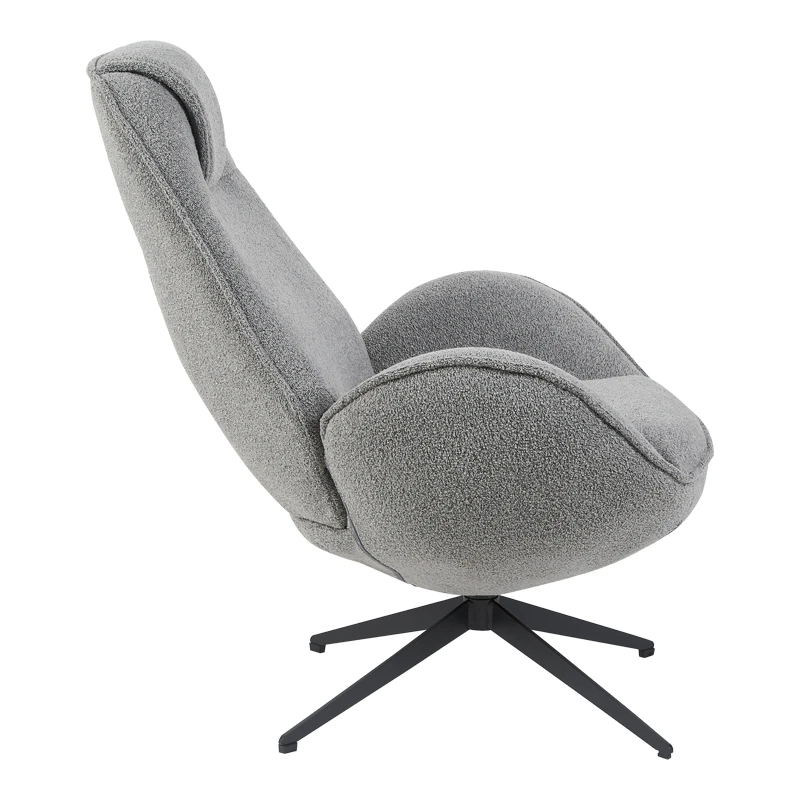 Armchair rotating Flago pakoworld boucle fabric anthracite 85x88x103.5cm