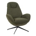 Armchair rotating Flago pakoworld boucle fabric olive green 85x88x103.5cm