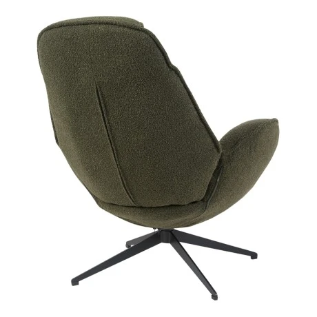 Armchair rotating Flago pakoworld boucle fabric olive green 85x88x103.5cm