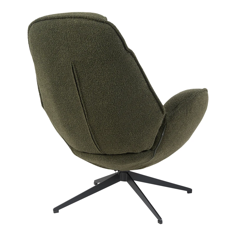 Armchair rotating Flago pakoworld boucle fabric olive green 85x88x103.5cm